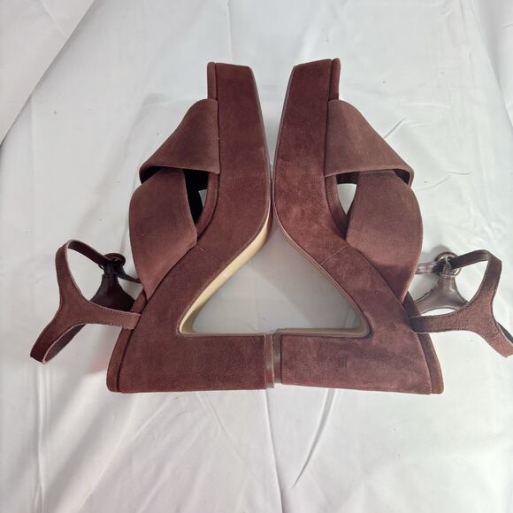 Splendid “Pandora” Strappy Wedge Sandal Raisin Suede Size 7.5 - Picture 4 of 6